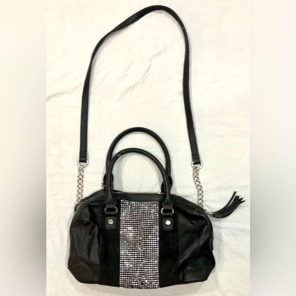 🛍STEVE MADDEN Black w/rhinestone studed bag/crossbody size15x10 good cond - Picture 3 of 9